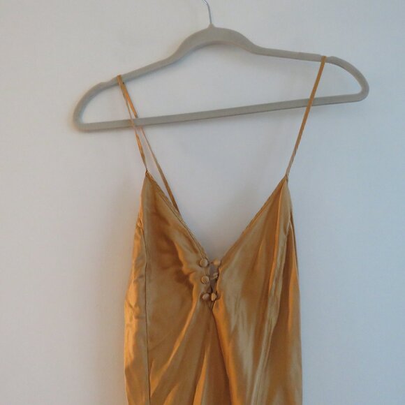 VINTAGE VICTORIA'S SECRET Gold Label 100% Silk Slip Dress in Gold Y2K - Sz L - Picture 3 of 11